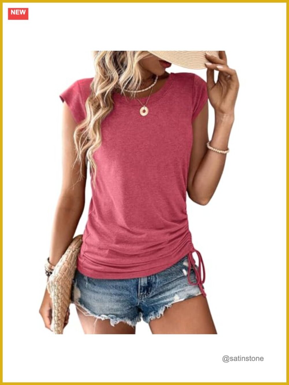 Cap Sleeve Summer Tops for Women Crewneck Basic Cute T-Shirts